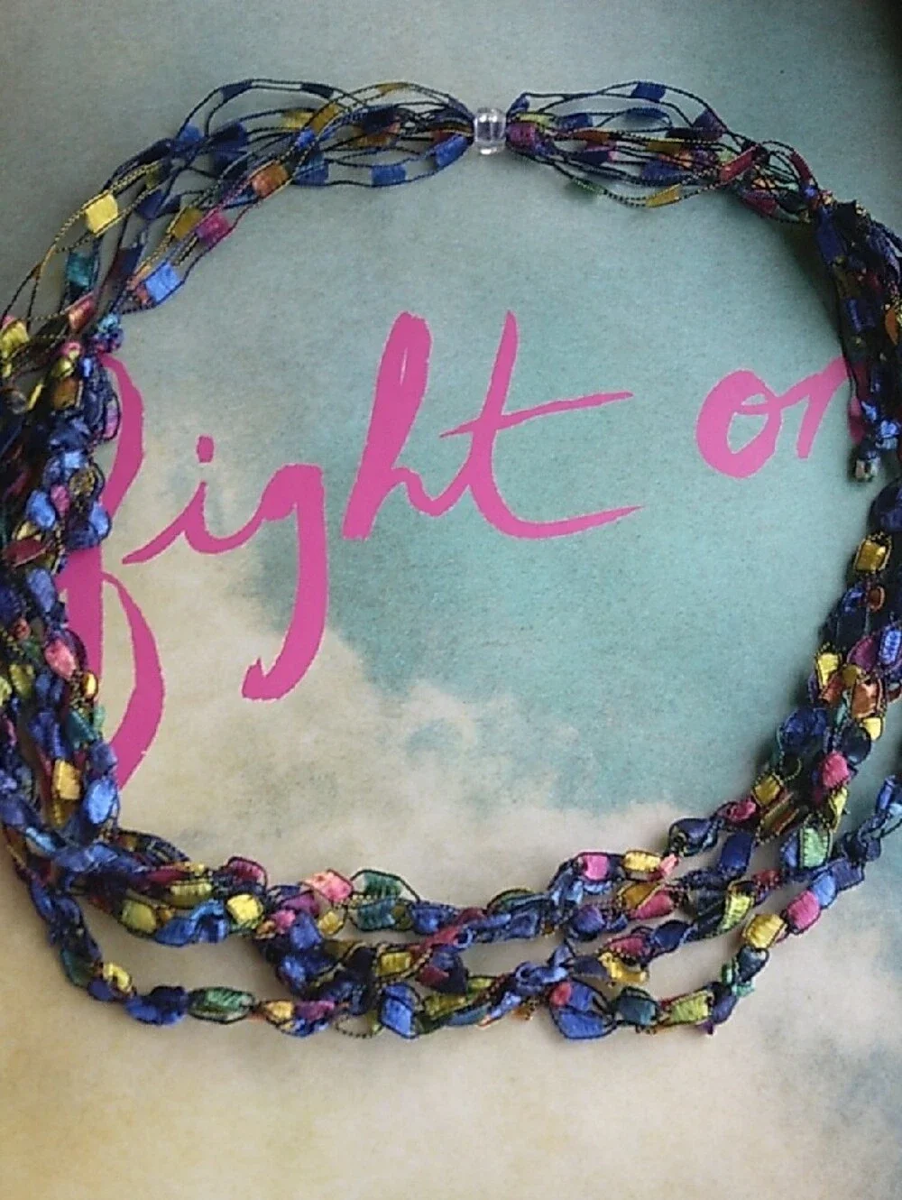 Handmade Rainbow Ladder Ribbon Statement Necklace
